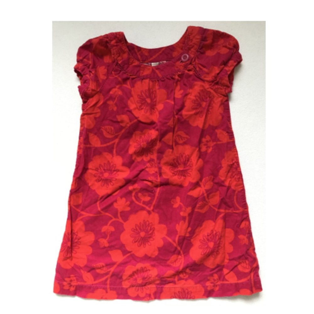 Cherokee Girls Size 4T, Orange Pink Floral Dress, 100% Cotton